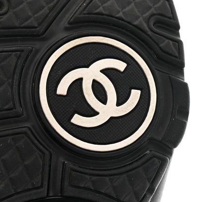 Chanel Mesh Suede Grained Calfskin Womens CC Sneakers 36.5 Black White 7 of 11