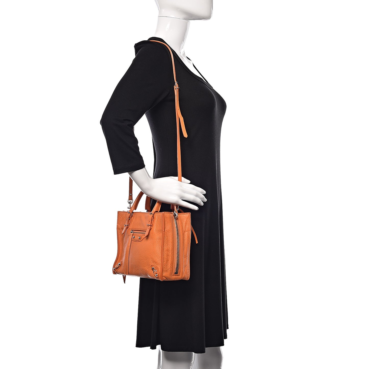 Calfskin Papier Mini A4 Zip Around Tote Orange