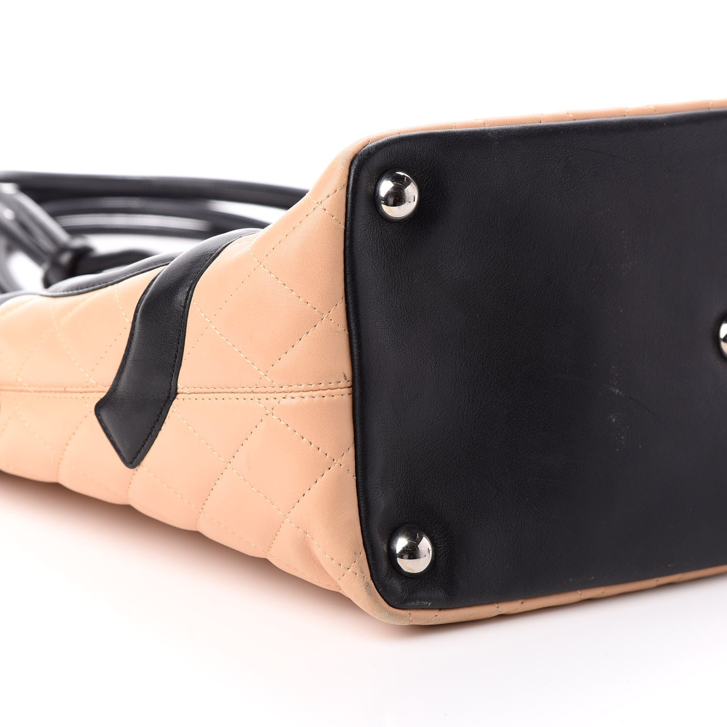 Chanel Calfskin Quilted Large Cambon Tote Beige Black 11 of 12