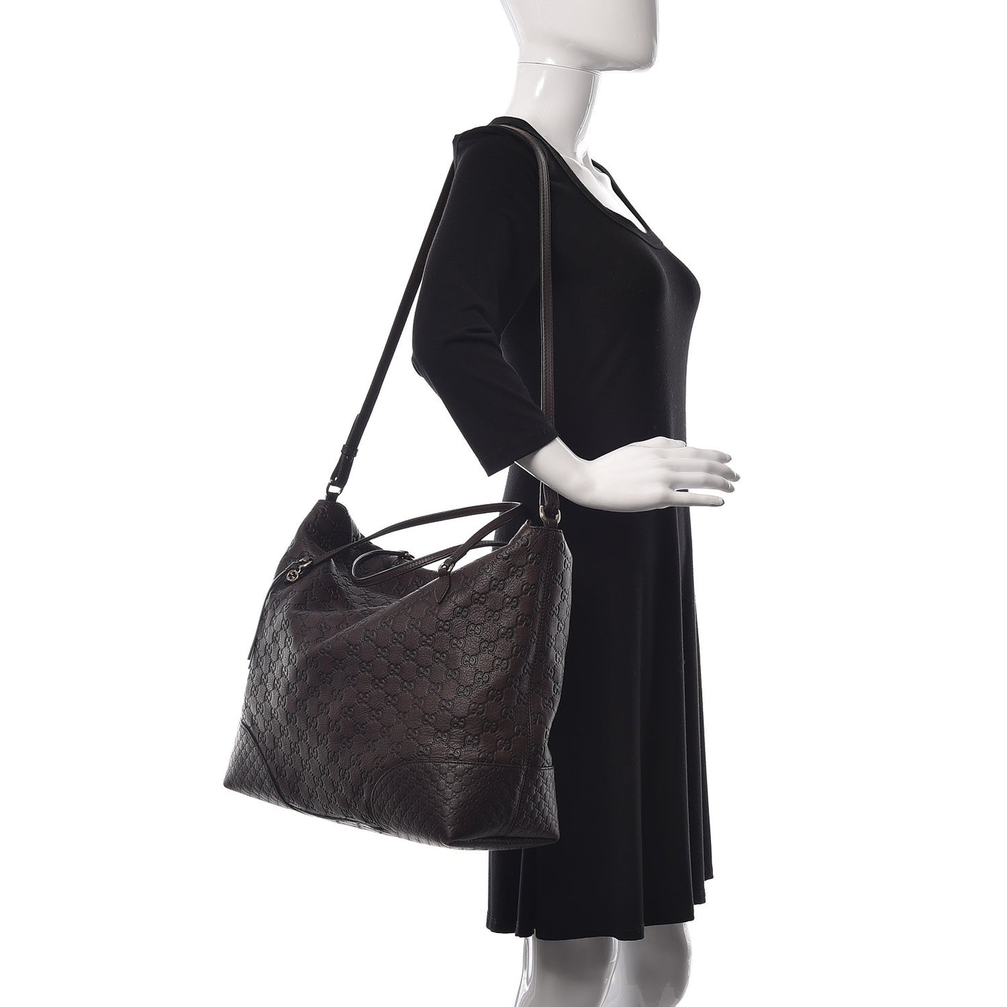 Guccissima Large Bree Foldover Tote Chocolate