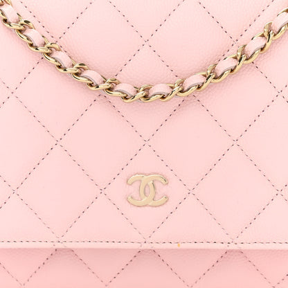 Chanel Caviar Quilted Wallet on Chain WOC Light Pink 9 of 12