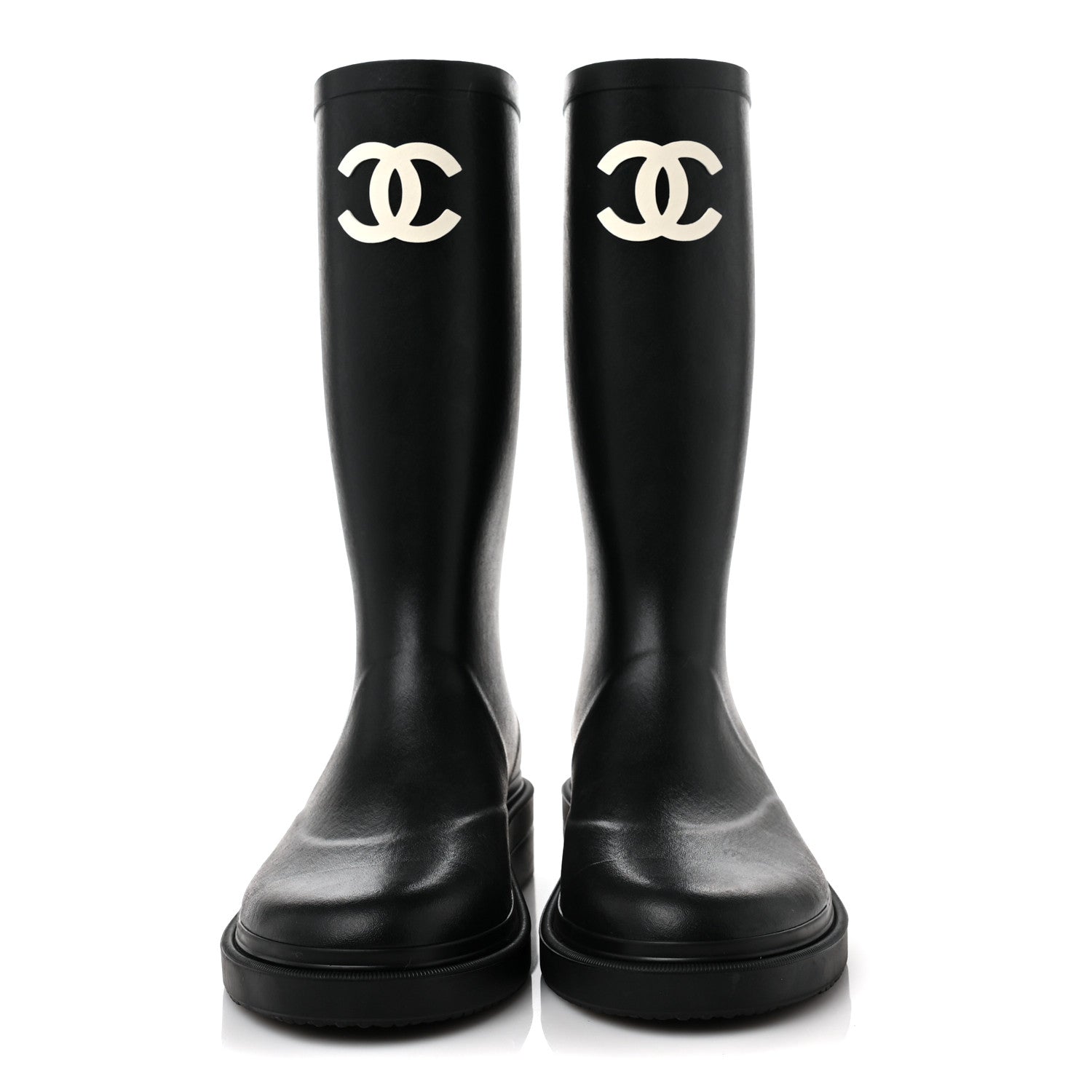 Chanel Caoutchouk CC High Boots 37 Black 2 of 7