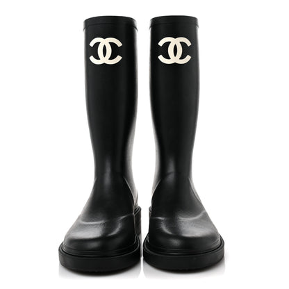 Chanel Caoutchouk CC High Boots 37 Black 2 of 7
