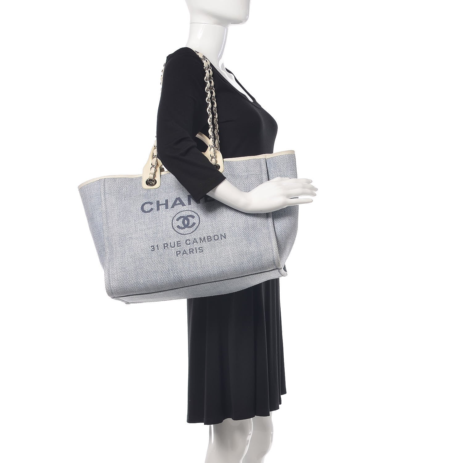 Chanel Woven Straw Raffia Large Deauville Tote Blue 3 of 13