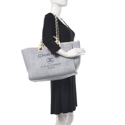 Chanel Woven Straw Raffia Large Deauville Tote Blue 3 of 13