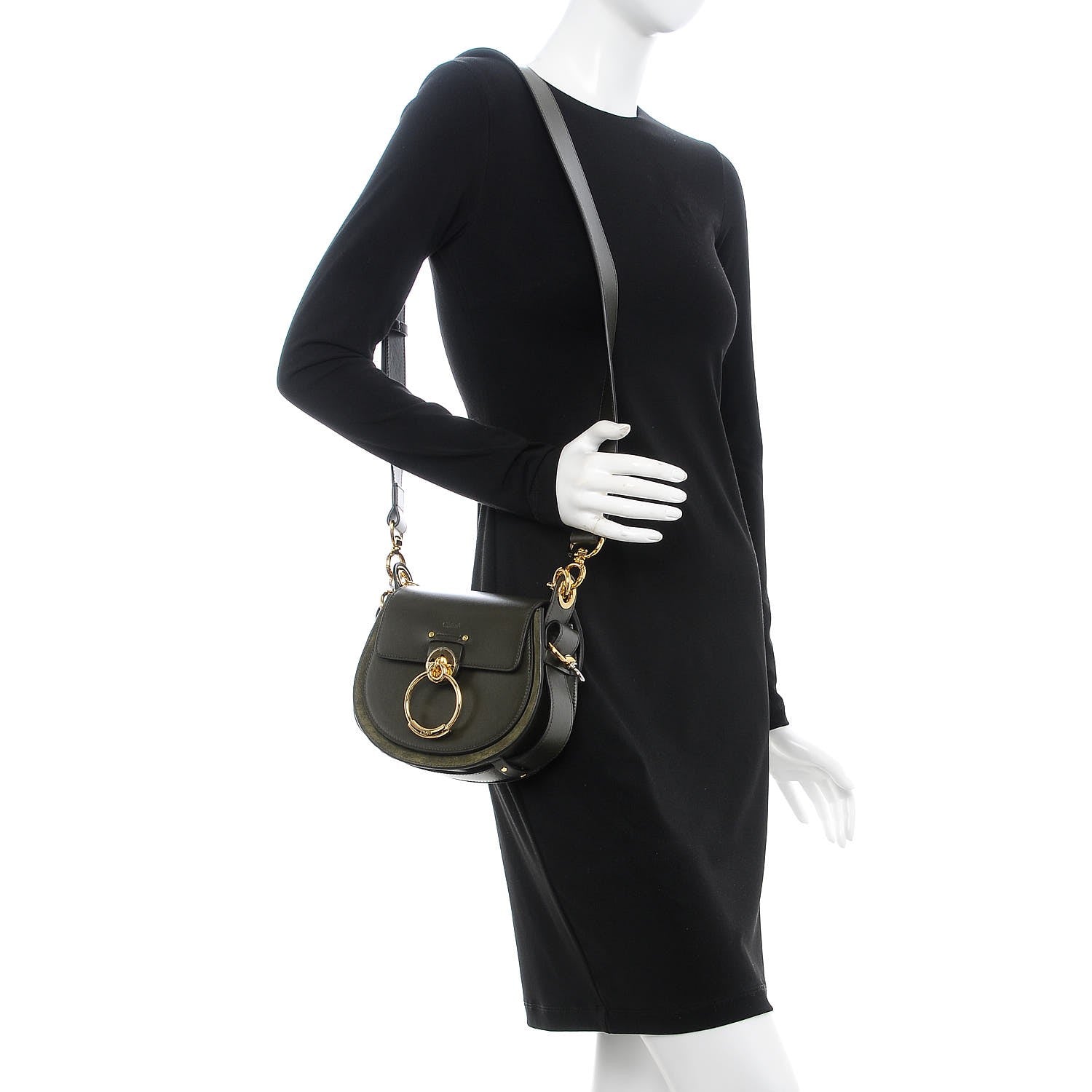Chloe Calfskin Suede Small Tess Bag Deep Forest 2 of 8