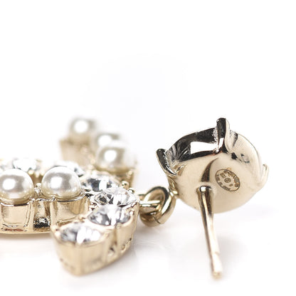 Chanel Crystal Pearl Dazzling Domino CC Drop Earrings Gold 4 of 5