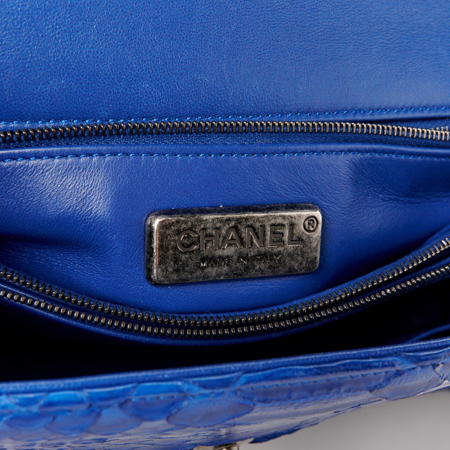 Chanel Snakeskin Small Coco Handle Flap  Blue 7 of 10