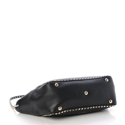 Valentino Garavani Alce Printed Calfskin Medium Rockstud Tote Black 5 of 8