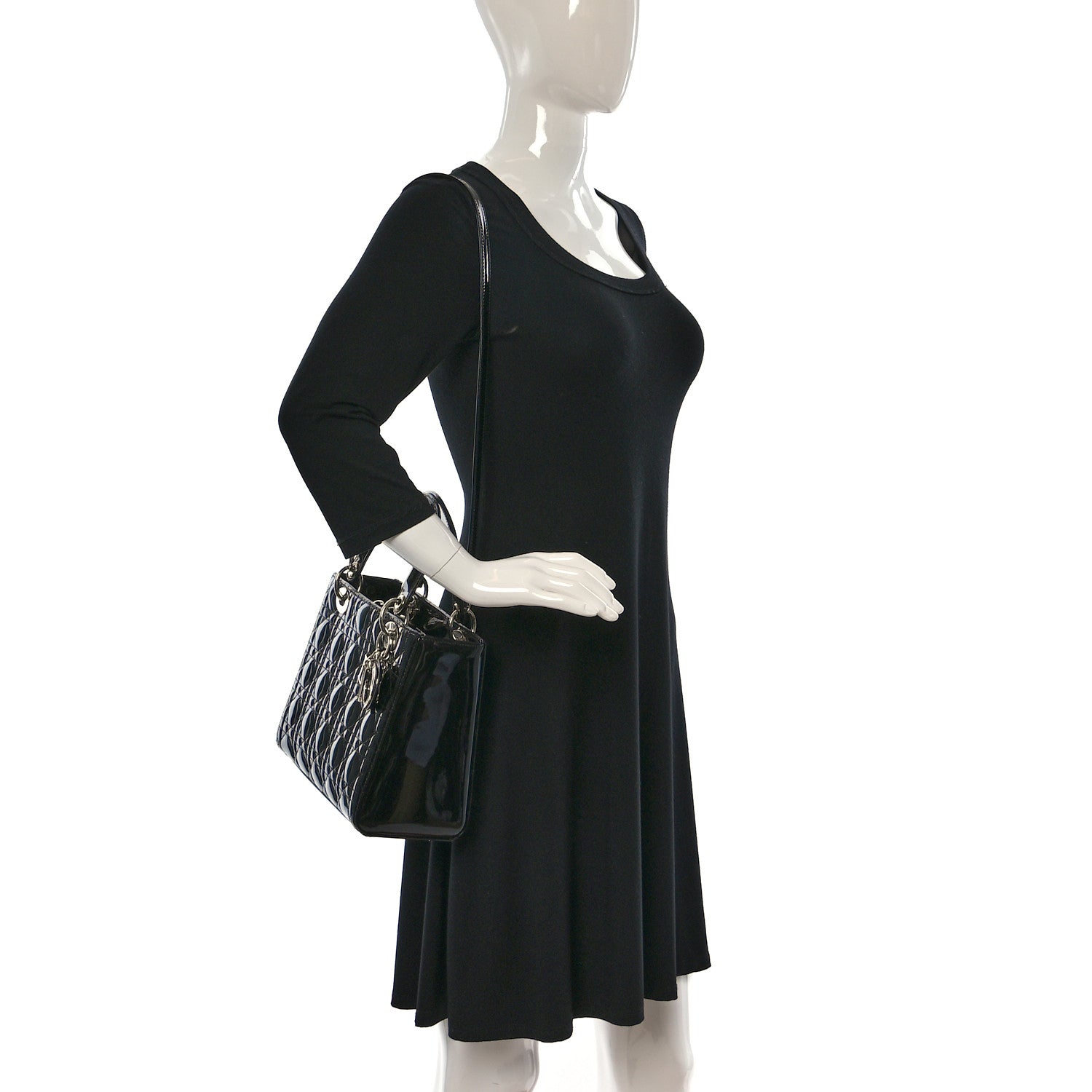 Christian Dior Patent Cannage Medium Lady Dior Black 2 of 11