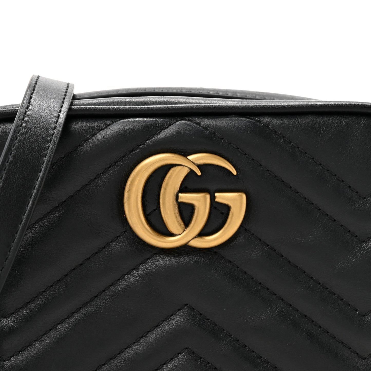 Calfskin Matelasse Mini GG Marmont Chain Shoulder Bag Black