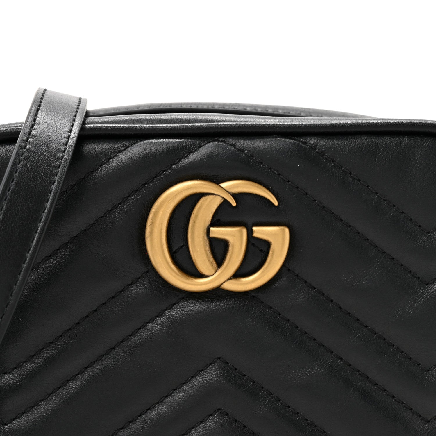 Gucci Calfskin Matelasse Mini GG Marmont Chain Shoulder Bag Black 8 of 14