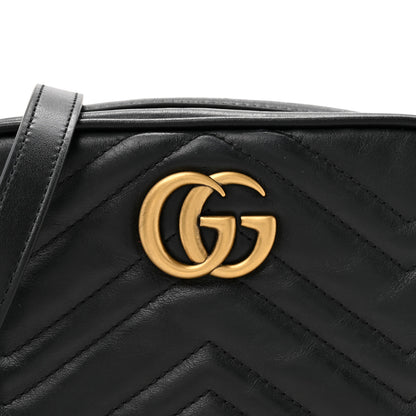 Gucci Calfskin Matelasse Mini GG Marmont Chain Shoulder Bag Black 8 of 14