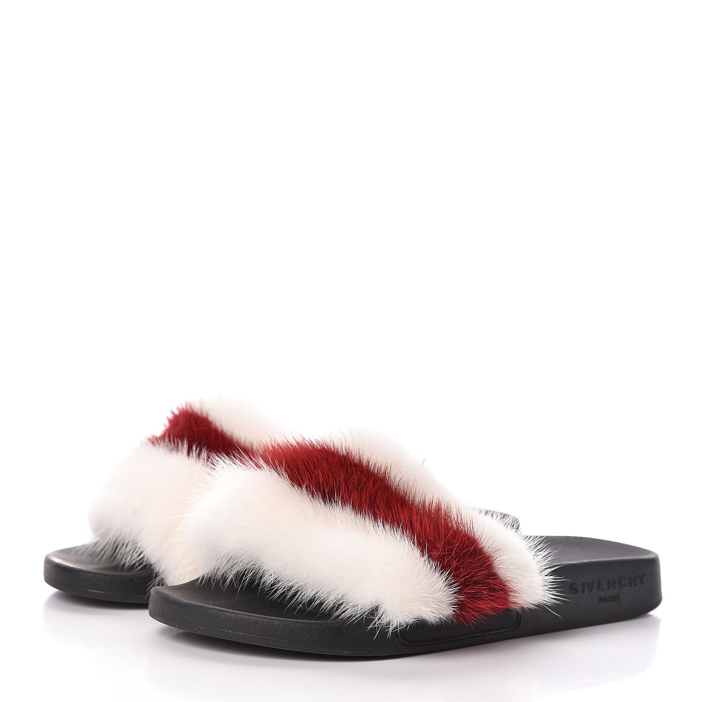 Mink Rubber Slide Sandals 36 White Red