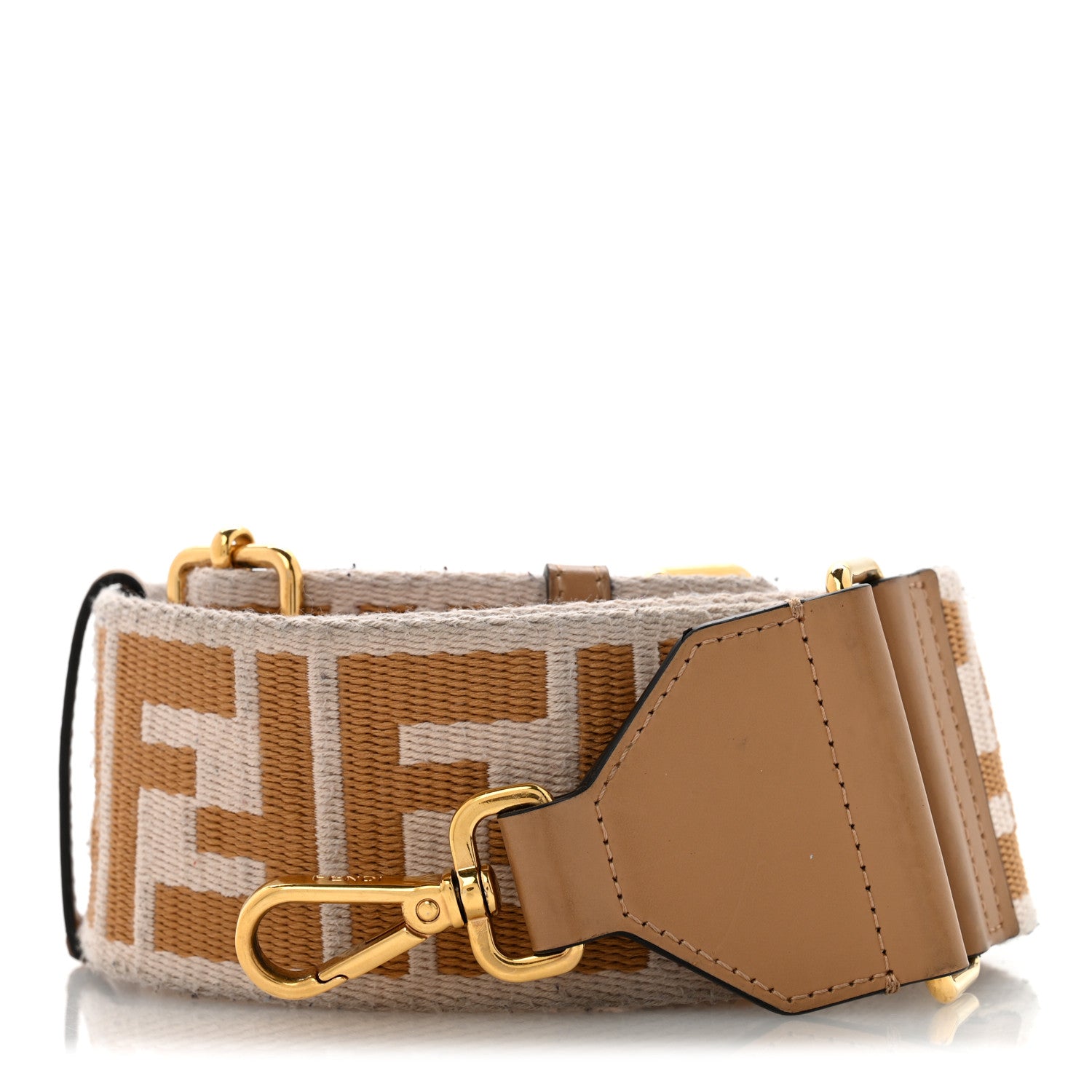 Fendi Ribbon Vitello King FF 1974 Adjustable Strap You Poudre Cuoio Miele Scuro 1 of 8