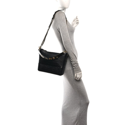 Chanel Crocodile Embossed Calfskin Medium Gabrielle Cocodile Hobo Black 2 of 10