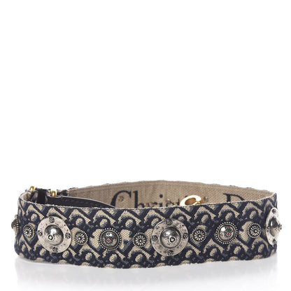 Christian Dior Oblique Studded Shoulder Strap Blue 2 of 4