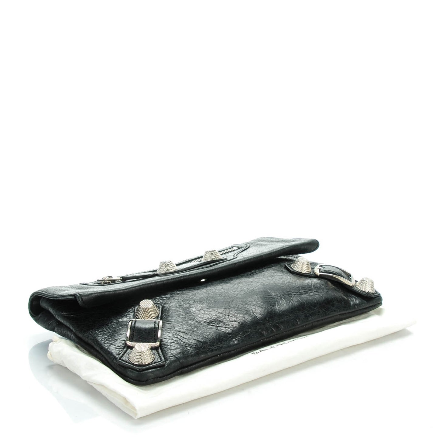 Agneau Giant 21 Silver Hardware Envelope Clutch Black