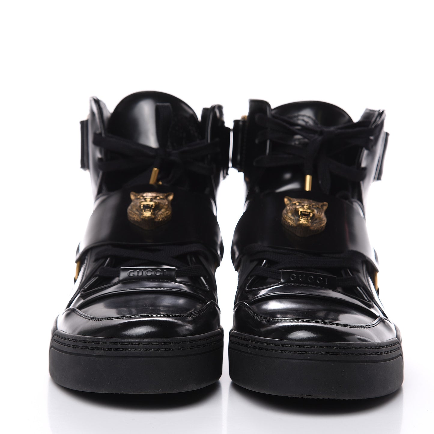 Calfskin Mens High Top Tiger Sneakers 10 Black
