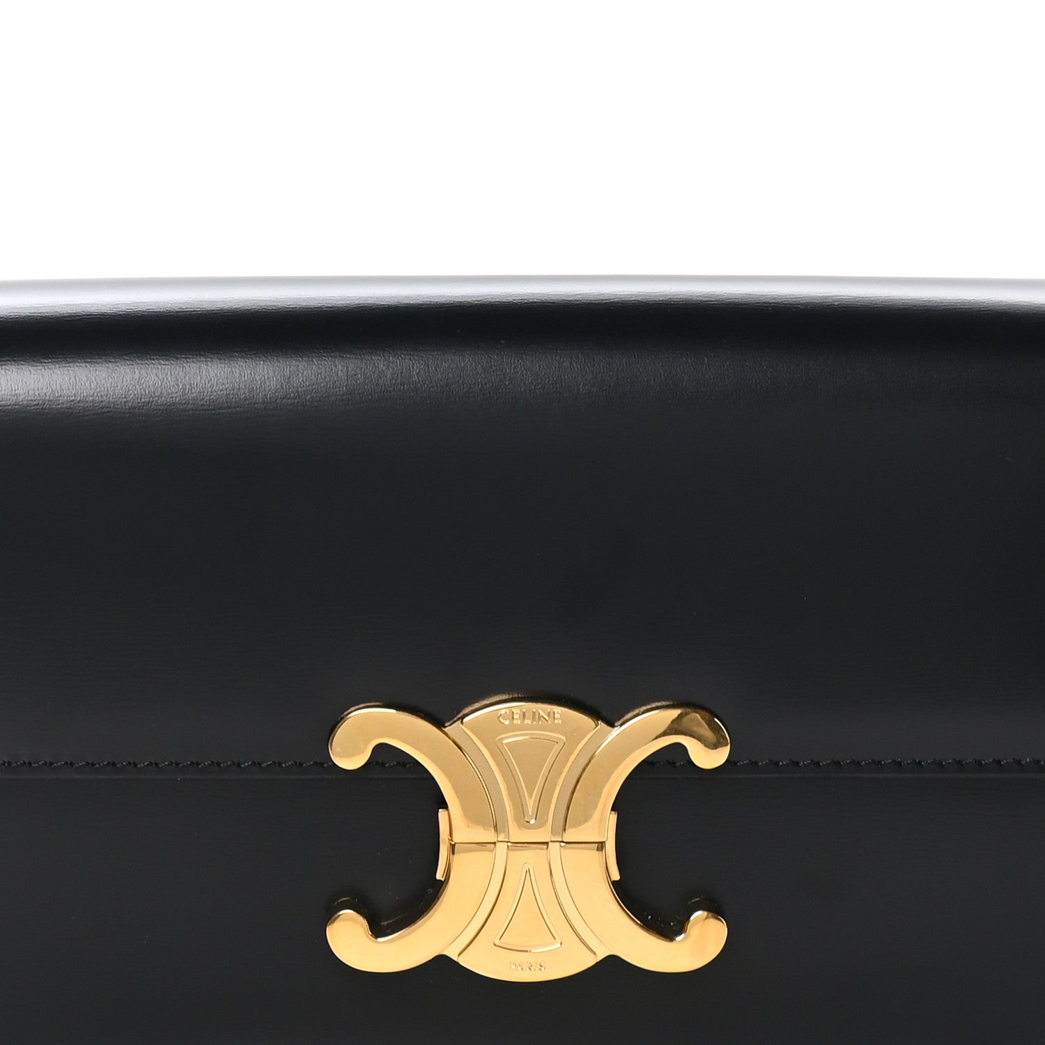Celine Shiny Calfskin Triomphe Shoulder Bag Black 7 of 9