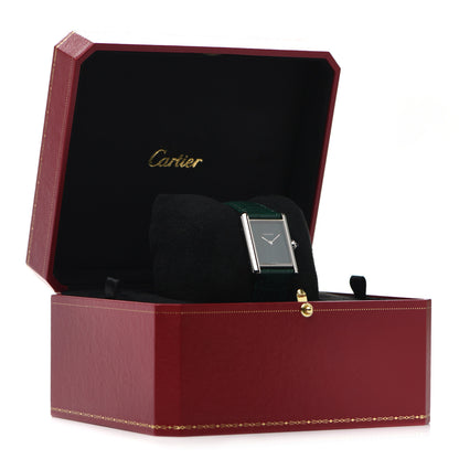 Cartier Stainless Steel Alligator 25mm Must de Cartier Tank Quartz Watch Green 5 of 5