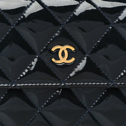 Chanel Patent Quilted Large Flap Wallet Navy 9 of 10
