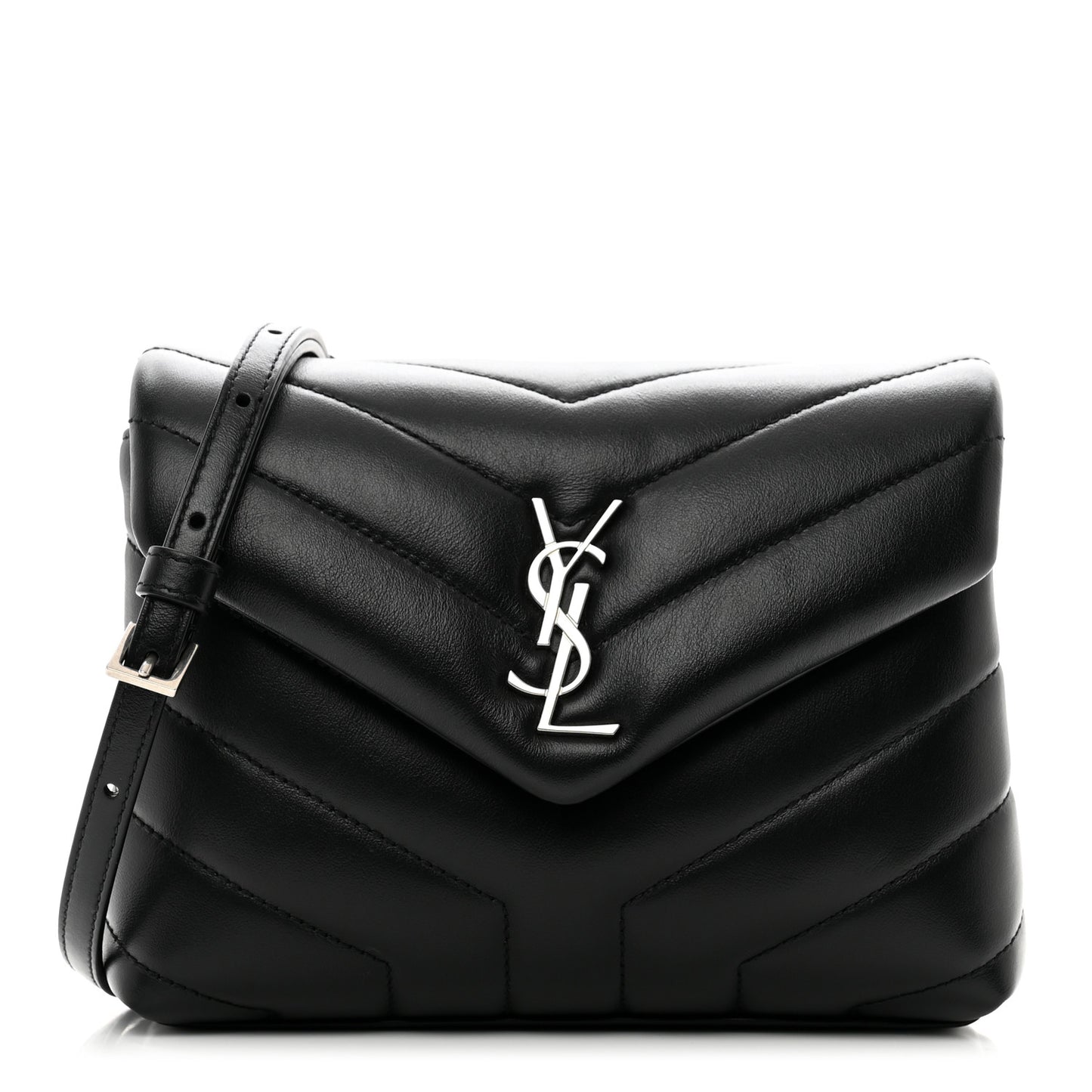 Calfskin Y Quilted Monogram Toy Loulou Crossbody Bag Black