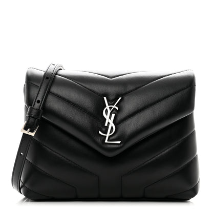 Saint Laurent Calfskin Y Quilted Monogram Toy Loulou Crossbody Bag Black 1 of 12