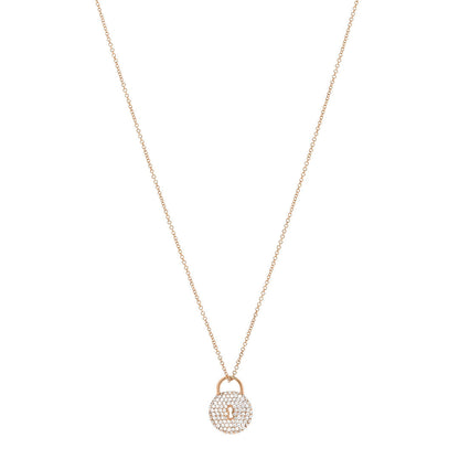 Tiffany 18K Rose Gold Diamond Lock Pendant Necklace 1 of 5
