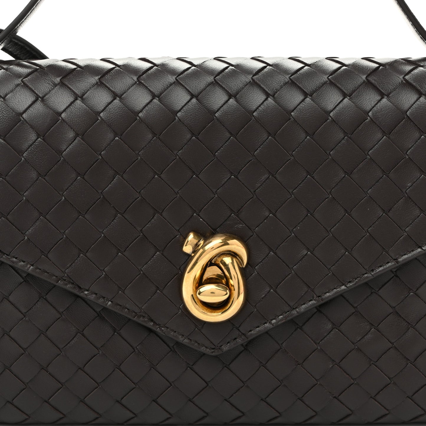 Nappa Intrecciato Knot Lock Top Handle Crossbody Bag Fondant