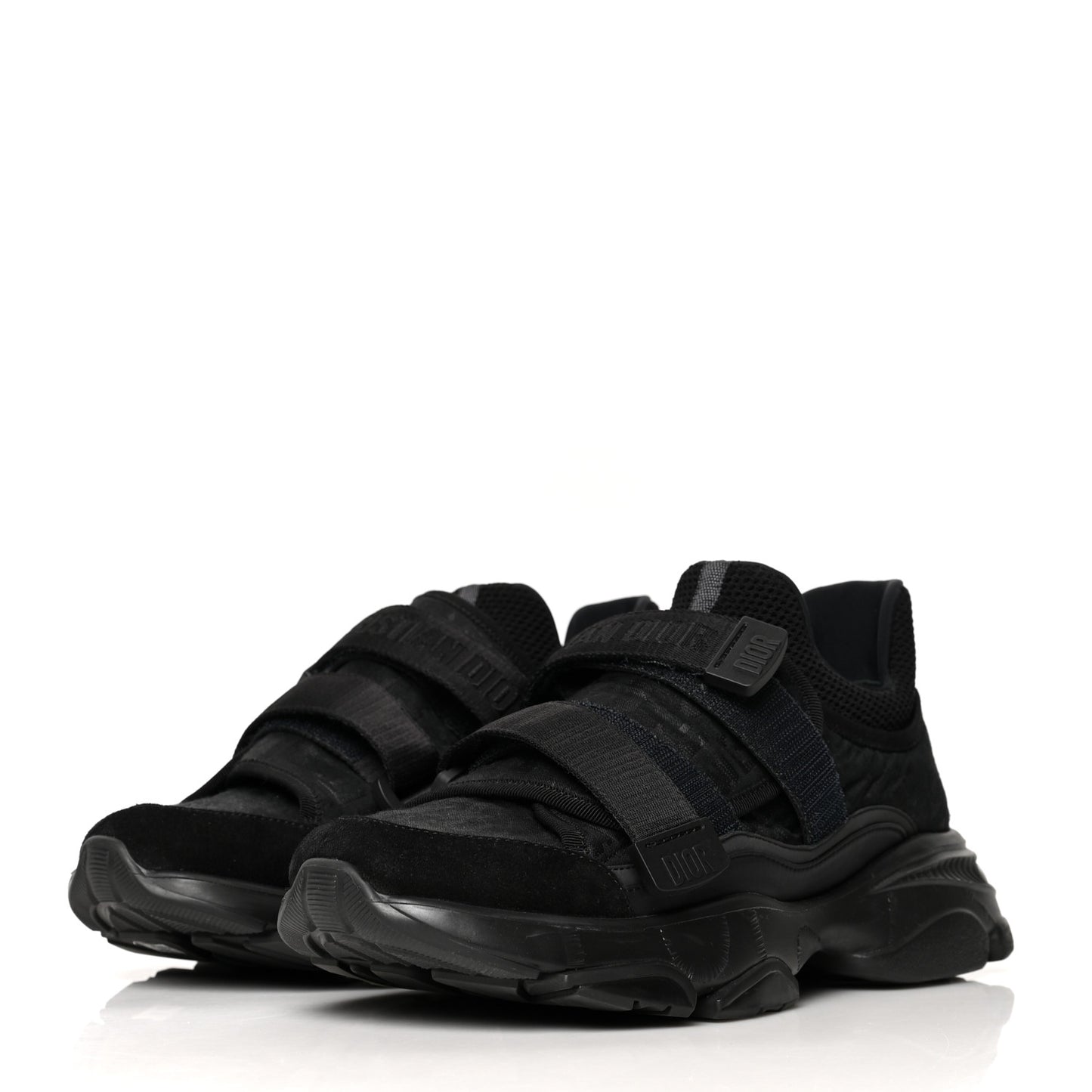 Shiny Oblique Technical Fabric Nylon Womens D-Wander Sneakers 40 Black