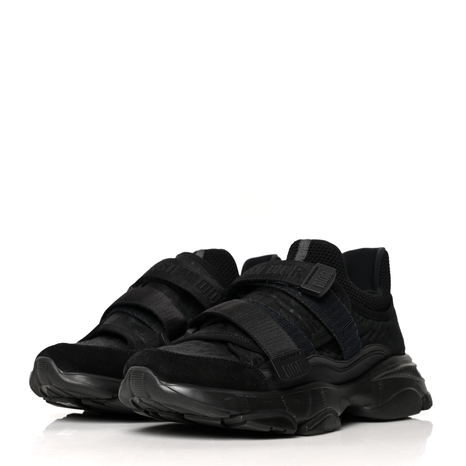 Christian Dior Shiny Oblique Technical Fabric Nylon Womens D-Wander Sneakers 40 Black 3 of 9