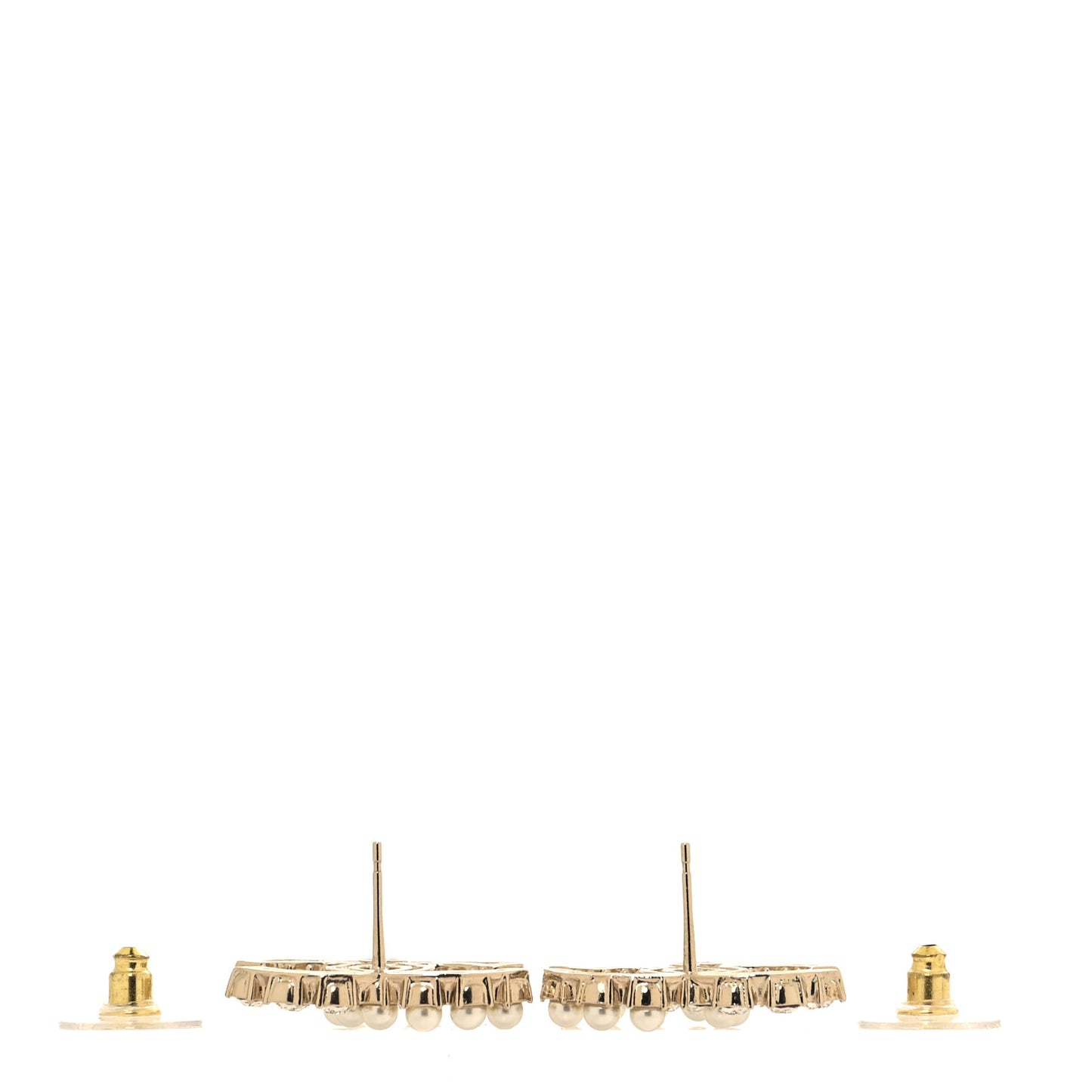 Crystal Pearl CC Dazzling Domino Earrings Gold