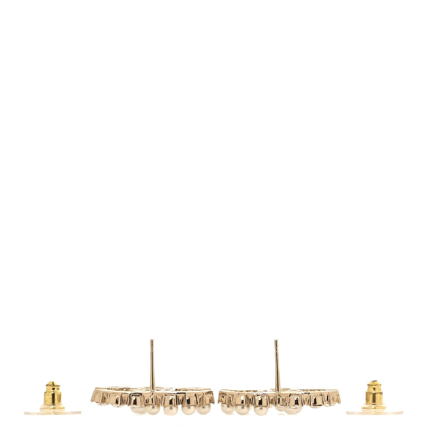 Chanel Crystal Pearl CC Dazzling Domino Earrings Gold 3 of 5