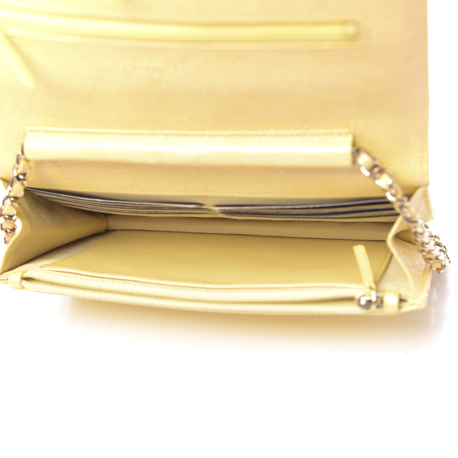 Chanel Iridescent Caviar Quilted Wallet on Chain WOC Yellow 5 of 12