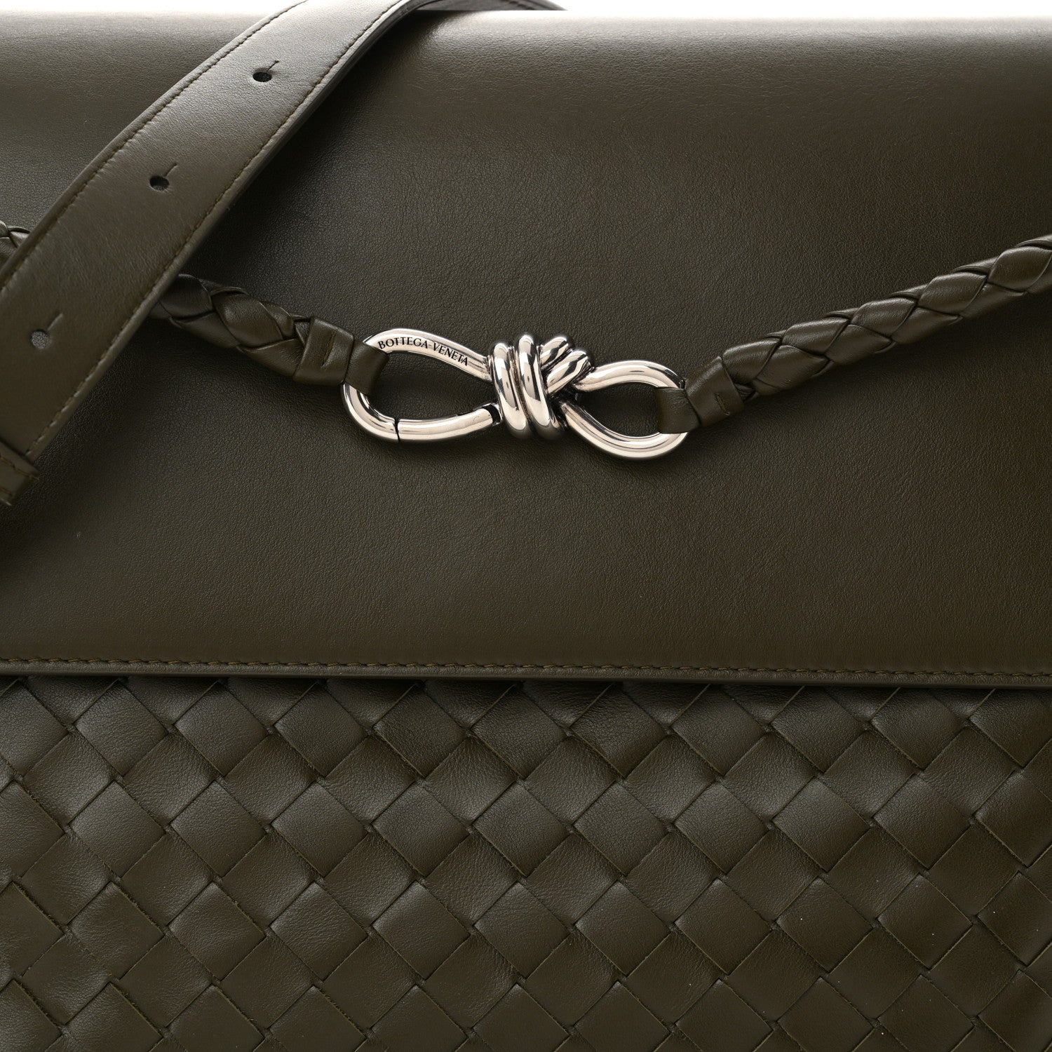 Bottega Veneta Calfskin Intrecciato Medium Andiamo Messenger Bag Kaki 8 of 10