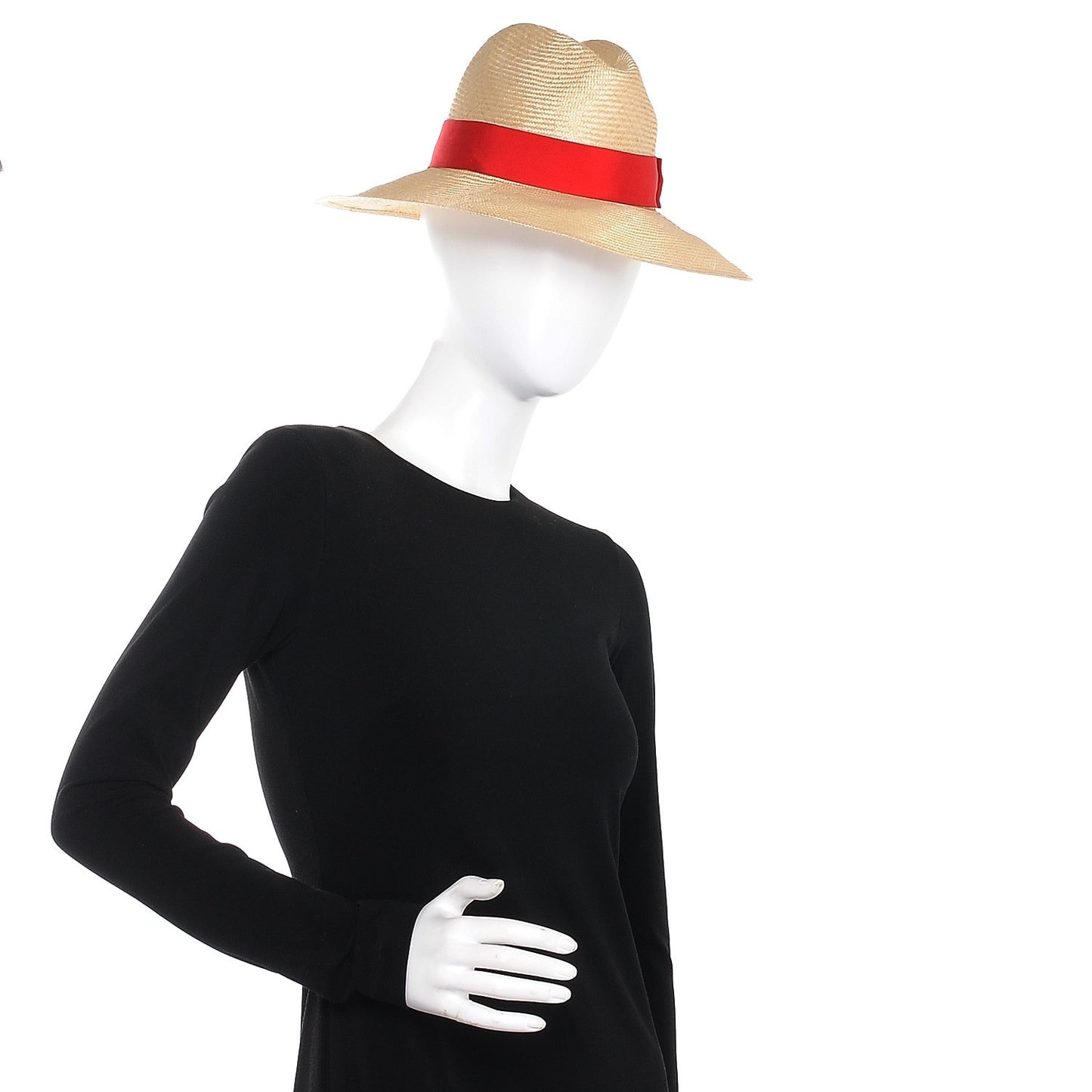 Straw Wide Brim 1973 Hat M Red