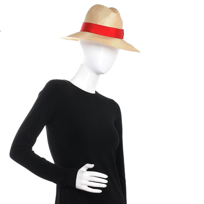 Gucci Straw Wide Brim 1973 Hat M Red 2 of 7