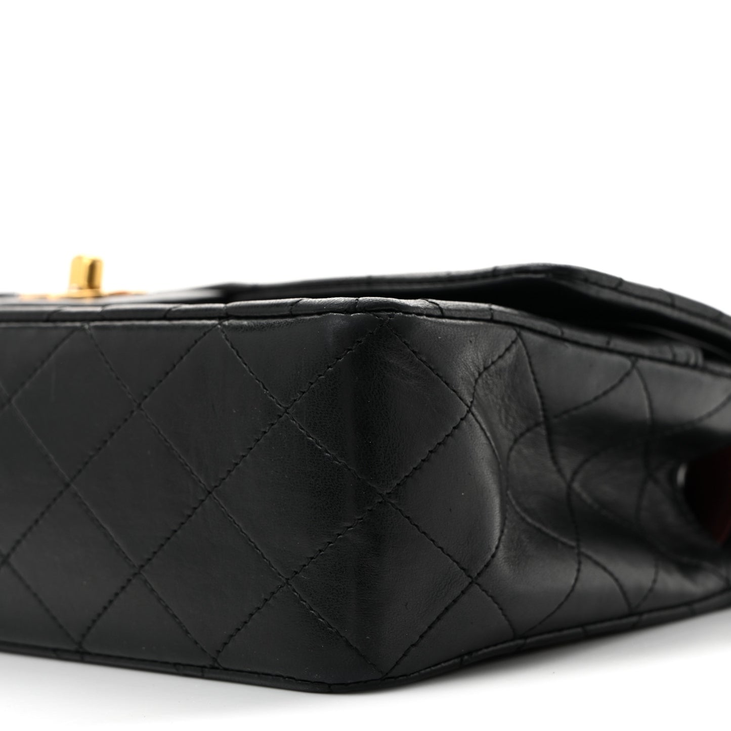 Lambskin Quilted Medium Double Flap Black