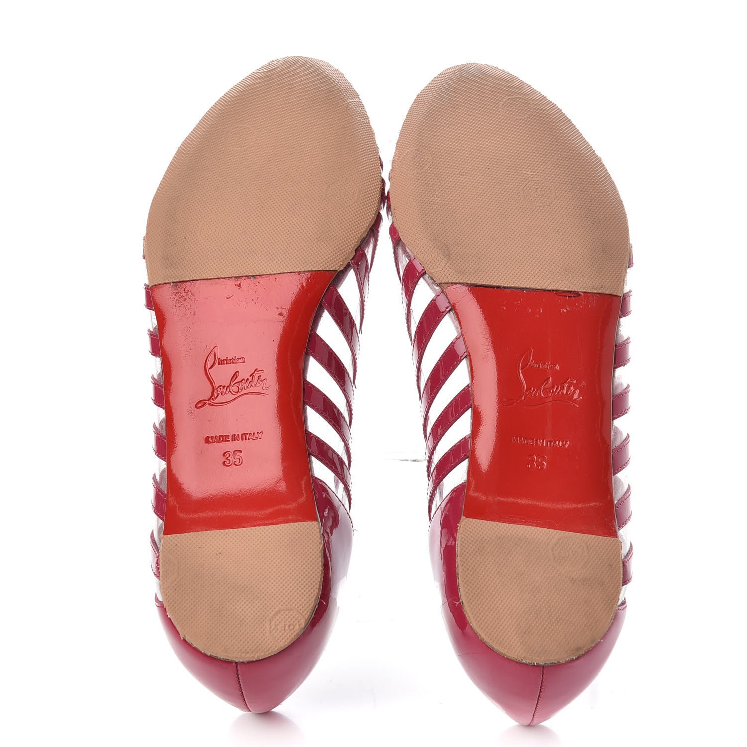 Christian Louboutin Patent PVC Striped A6 Flats 35 Red 6 of 9