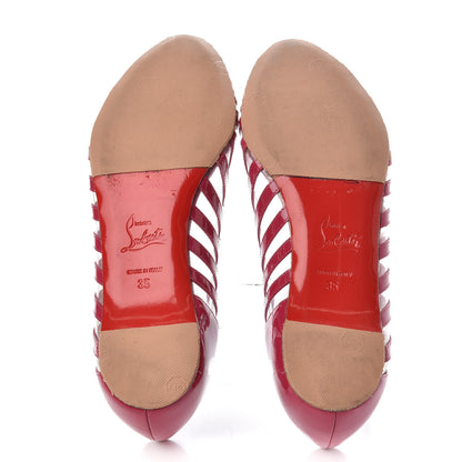 Christian Louboutin Patent PVC Striped A6 Flats 35 Red 6 of 9
