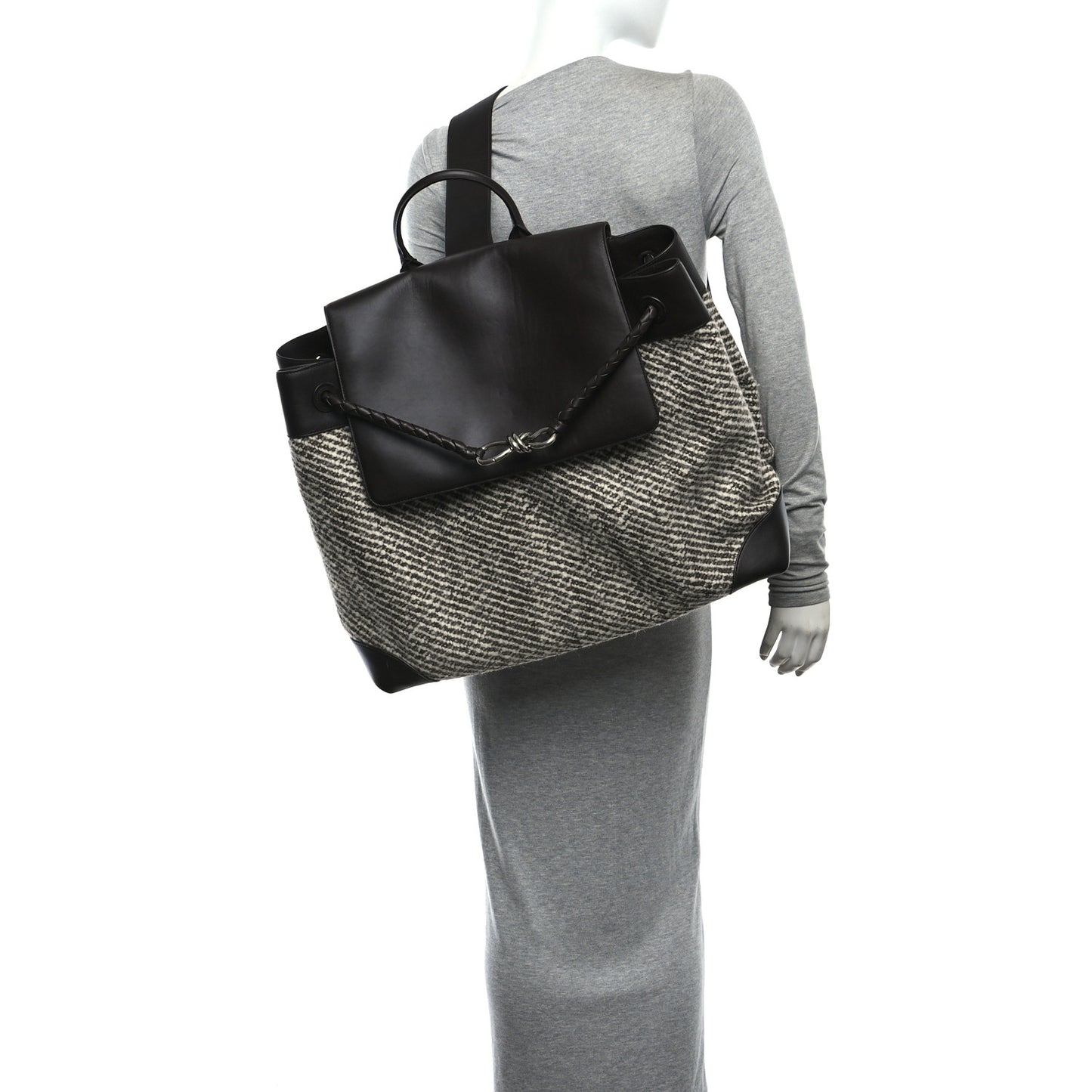 Wool Calfskin Large Andiamo Backpack  Ecru Brown