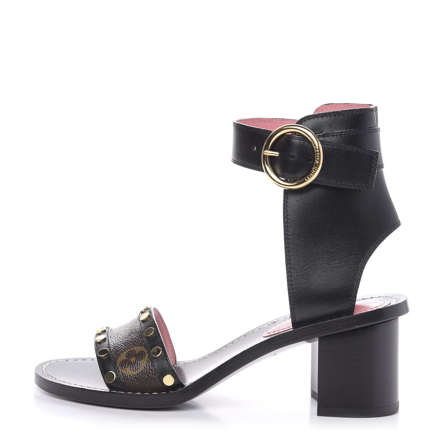 Louis Vuitton Calfskin Monogram Passenger Sandals 37 Black 1 of 8