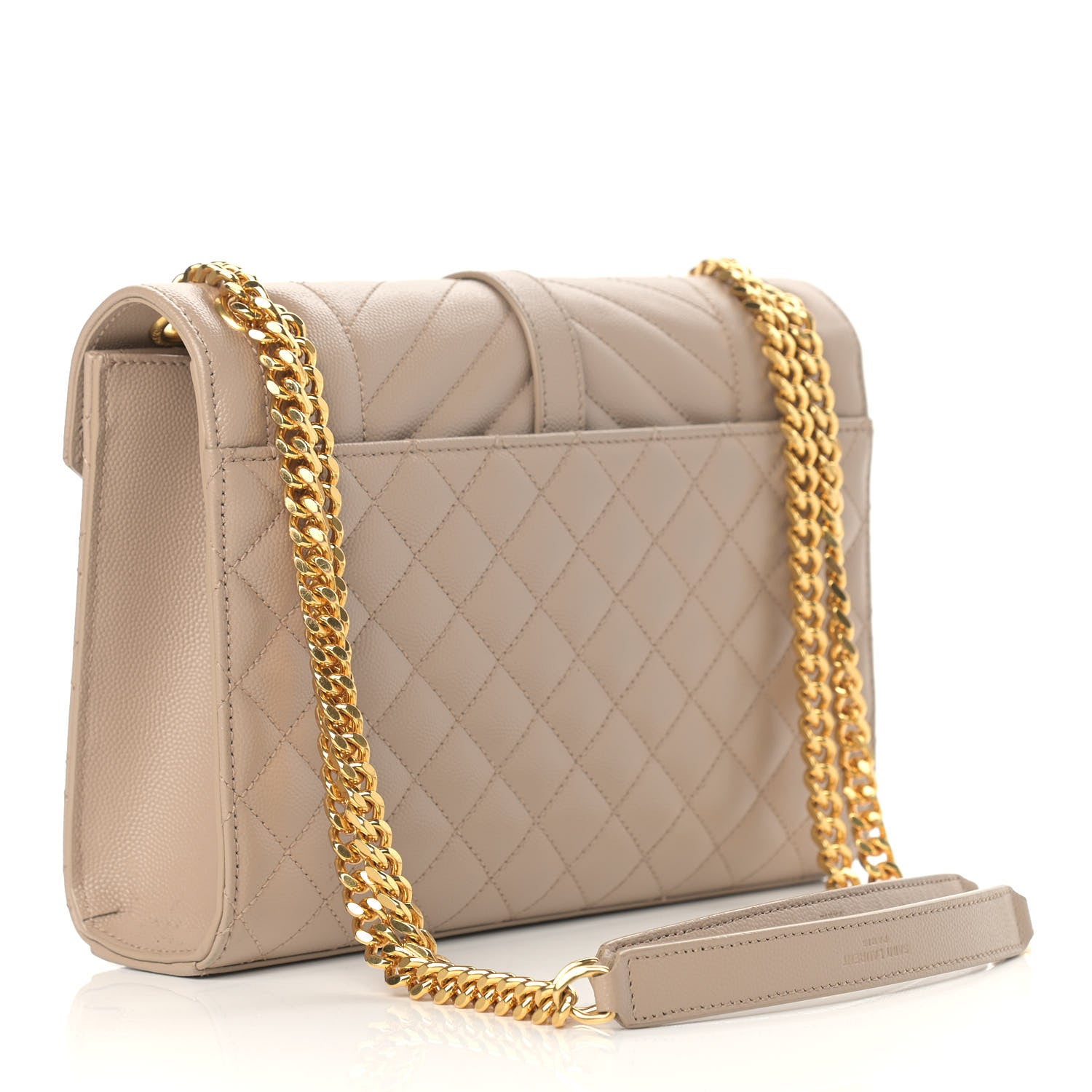 Saint Laurent Grain De Poudre Textured Mixed Matelasse Medium Triquilt Monogram Satchel Dark Beige 3 of 13