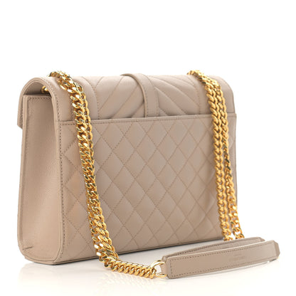Saint Laurent Grain De Poudre Textured Mixed Matelasse Medium Triquilt Monogram Satchel Dark Beige 3 of 13