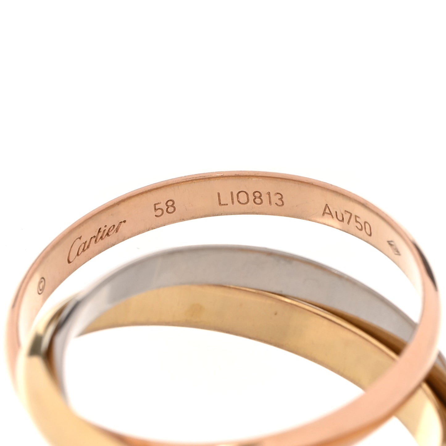 18K Pink Yellow White Gold Small Trinity Ring 58 8.5