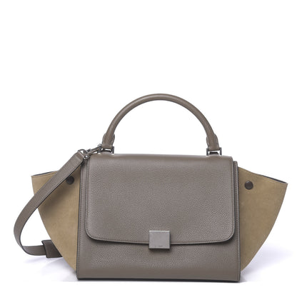 Celine Drummed Calfskin Suede Small Trapeze Souris 1 of 10
