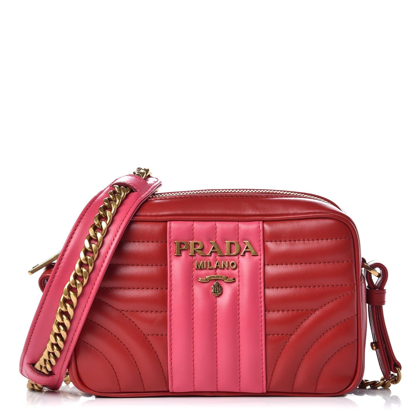 Soft Calfskin Diagramme Crossbody Bag Fuoco Magenta