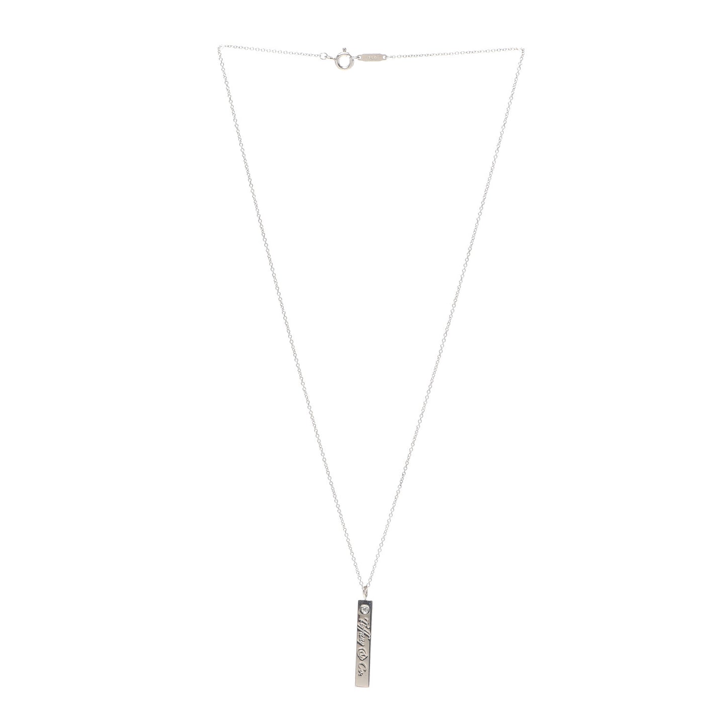 Sterling Silver Diamond Notes Bar Pendant Necklace