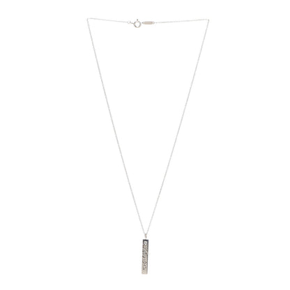 Tiffany Sterling Silver Diamond Notes Bar Pendant Necklace 3 of 5